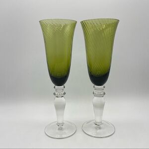 Pair of Vintage Swirl Champagne Glasses